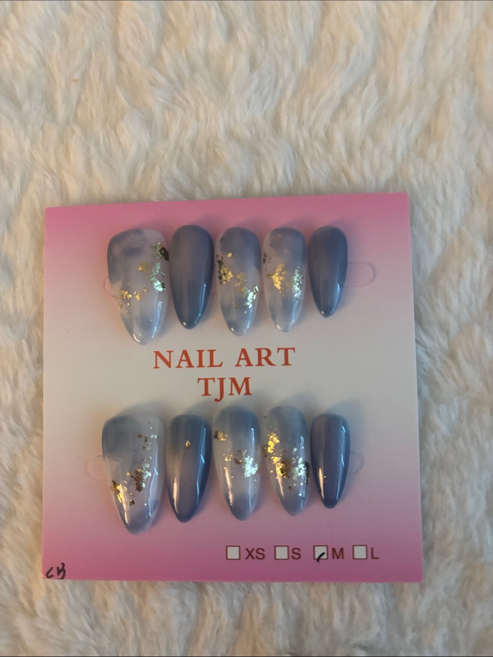 Blue Marble Nail Art Set with Gold Flakes